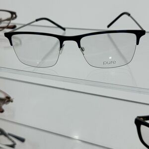 Pure Collection Men's Black and Silver Glasses